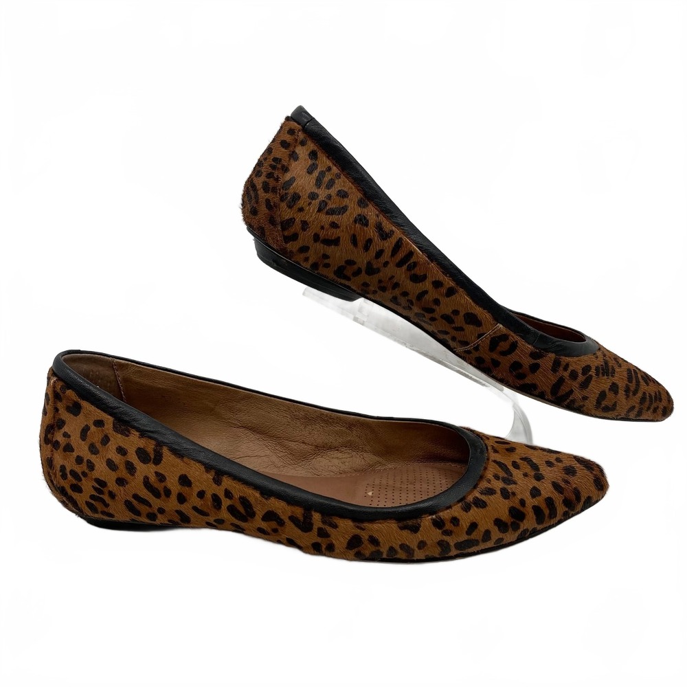 Corso Como Brown Black Leopard Print Faux Fur Flats | Women’s Size 7.5